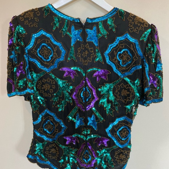 Women’s Vintage Laurence Kazar Top Beaded Medium - Picture 3 of 5